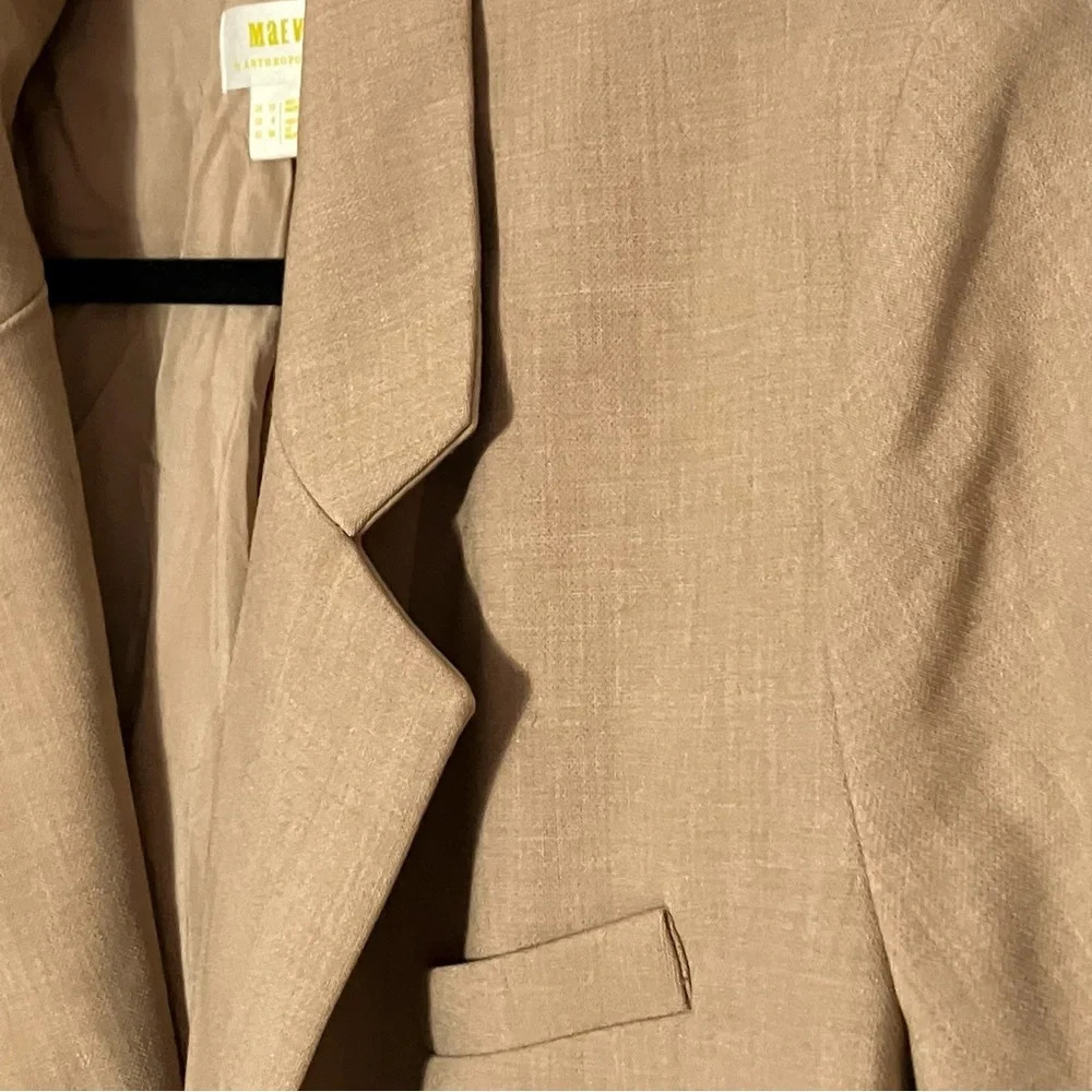 Anthropologie MAEVE Double Breasted Blazer In Beige Size 6 - Picture 5 of 10